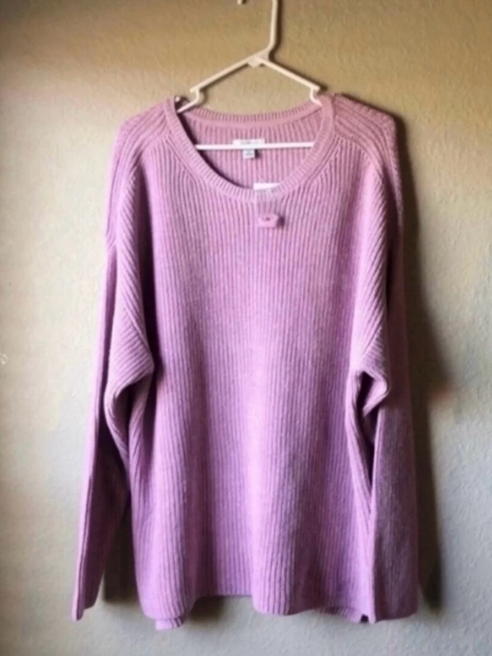 New Croft & Barrow Sweater Light Purple Knit Crew Neck Women’s 1X Casual Classic